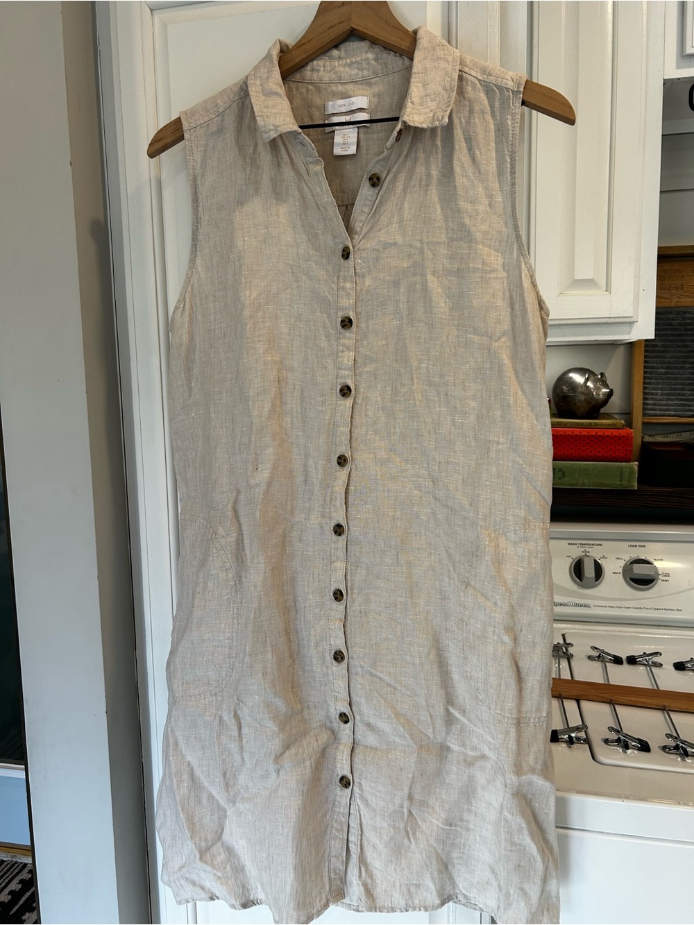 Halston Heritage Beige Linen Shirt Dress